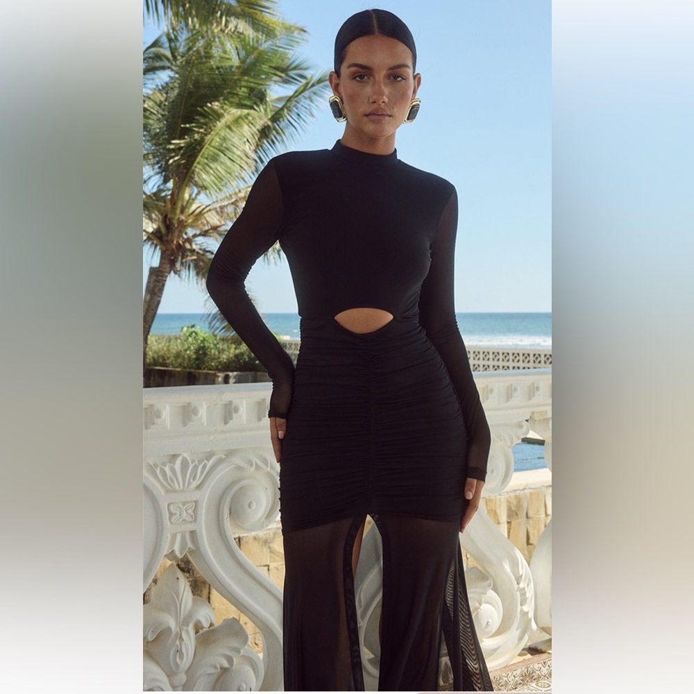 Black Sheer Maxi Vacation Resort Dress